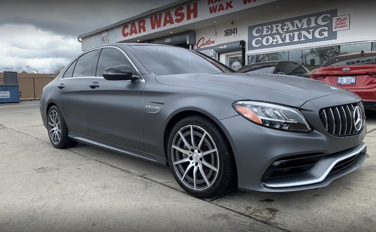 Matte Metallic Grey Wrap on C63 AMG