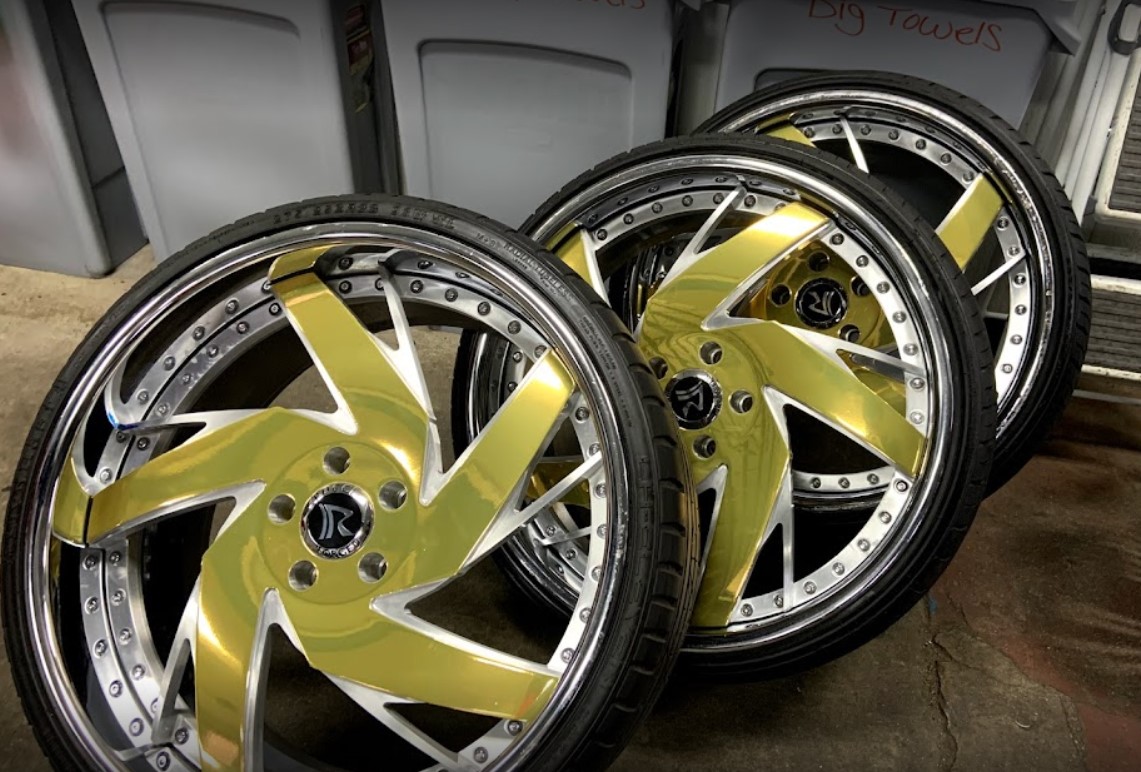 Gold Chrome Wrapped Wheels 